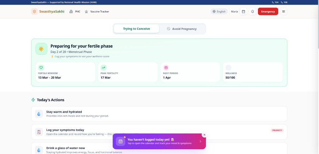 SwasthyaSakhi — Women's Health - Portfolio Project by Sanjay Kumar, MERN Stack / React Developer